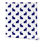 Fuzzy Bunny in Navy on White