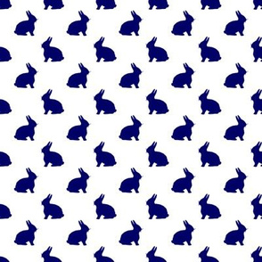 Fuzzy Bunny in Navy on White