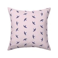 Swooping Swallows on Dusty Lilac Rose