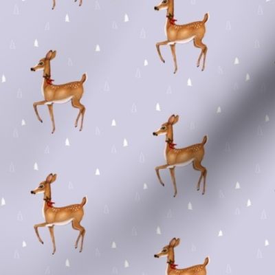 Prancing Christmas Deer on Silver Lilac