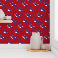 red, white, and blue swallows