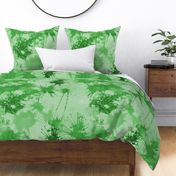 Vibrant splashes of spring green create an abstract, energetic pattern like a rainforest's wild heart.