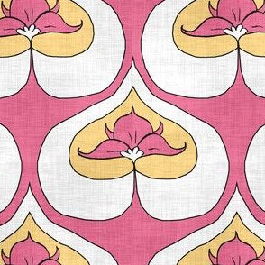 Flowers on Pink Linen
