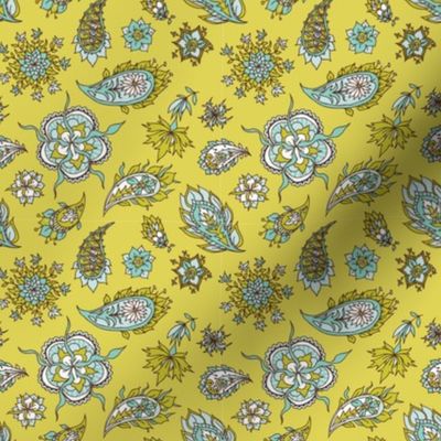 Paisley on mustard background