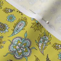 Paisley on mustard background