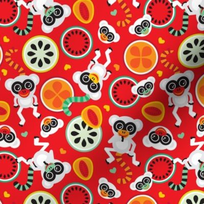 Maki monkey fruit pattern cool summer monkey print for kids