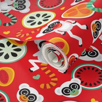 Maki monkey fruit pattern cool summer monkey print for kids