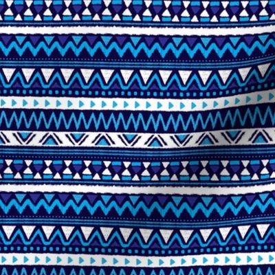 Aztec folklore indian pattern in winter eclectic blue