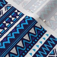 Aztec folklore indian pattern in winter eclectic blue