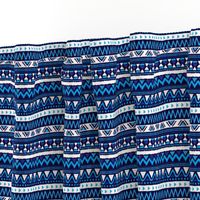 Aztec folklore indian pattern in winter eclectic blue