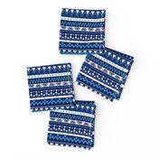 Aztec folklore indian pattern in winter eclectic blue