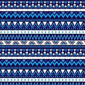 Aztec folklore indian pattern in winter eclectic blue