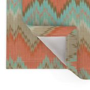 Ikat Chevron in Mint and Coral