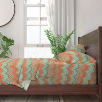 Ikat Chevron in Mint and Coral