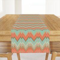 Ikat Chevron in Mint and Coral