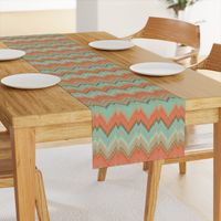 Ikat Chevron in Mint and Coral