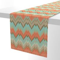 Ikat Chevron in Mint and Coral