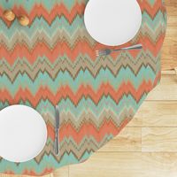 Ikat Chevron in Mint and Coral