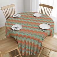 Ikat Chevron in Mint and Coral