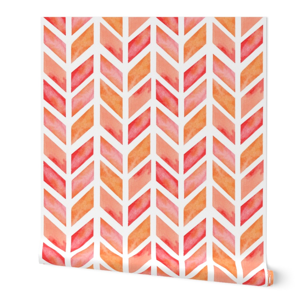 Watercolor Herringbone in Solid Pink MINI