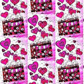 Pink bubble and hearts gift bag