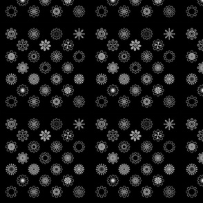 Gear Floral White on Black