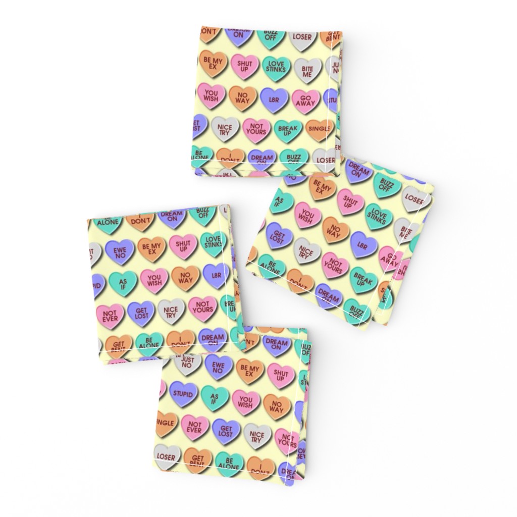 Anti valentines candy heart rows