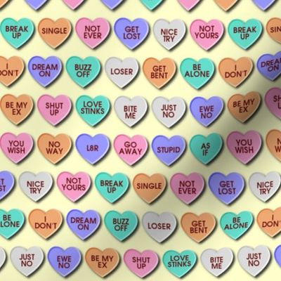 Anti valentines candy heart rows