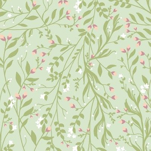 Regency Floral Vine Green Romance