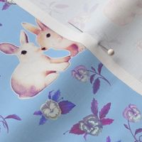 Bunnies in Love Garden, Rich Purple Floral