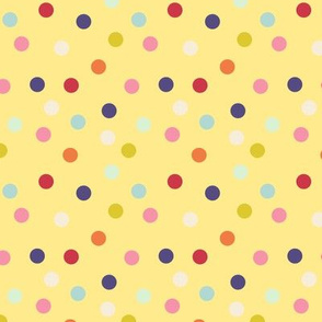 Wild polka dots on butter yellow, version I