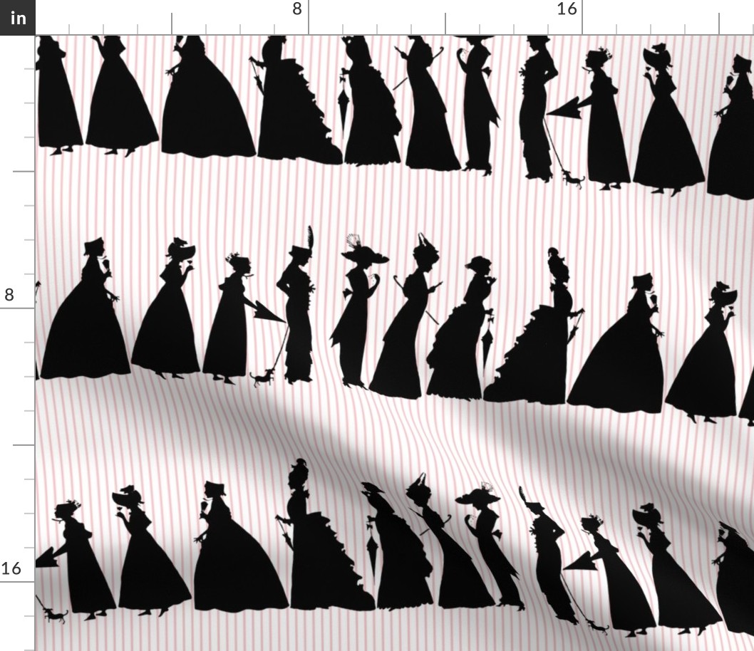 March of Fashion ~ Black on Dauphine and White Stripes