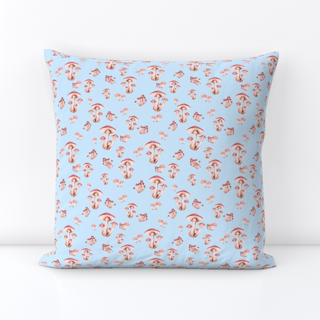 Forest Floor in Pale Peach on Baby Blue
