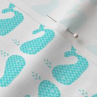 Kissing Whales Teal Chevron