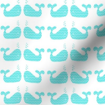 Kissing Whales Teal Chevron