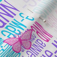 Personalised Name Design - Butterflies Purple Pink Aqua