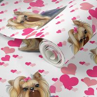 Yorkie Pink Hearts Medium 