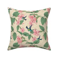 Cottage Style Hummingbird and Angel's Trumpet with Script