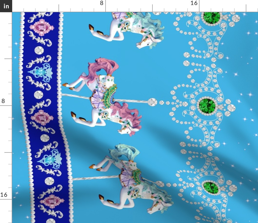 lighter blue egl gothic lolita carousel pony horse carnival border baroque Un Manege Robe jewels gems stars sparkles glitter