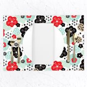 Japan cherry blossom flowers for print mint red