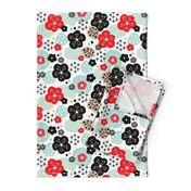 Japan cherry blossom flowers for print mint red