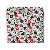 Japan cherry blossom flowers for print mint red