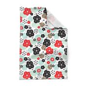 Japan cherry blossom flowers for print mint red