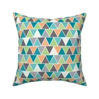 Triangulum - Modern Geometric Desert Sky Aqua & Coral