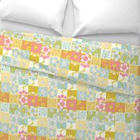 Spring Floral Patchwork Cheater Quilt
