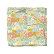 Spring Floral Patchwork Cheater Quilt