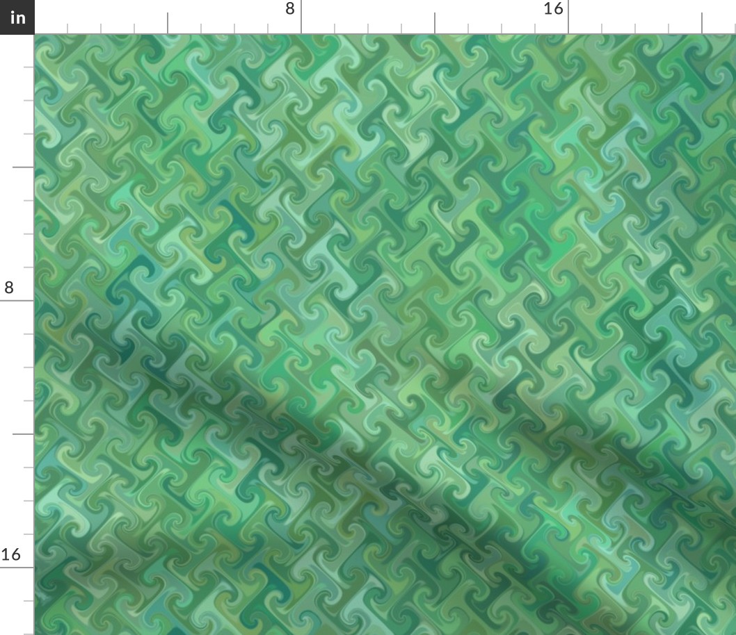 Diamond-pattern serene green swirls