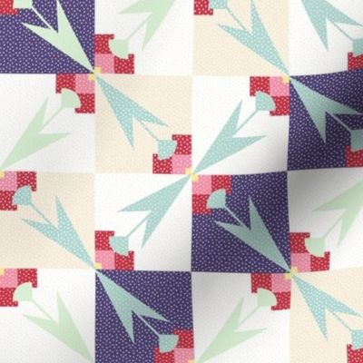 spring tulips mirrored quilt