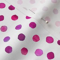 watercolor dots in purple on white