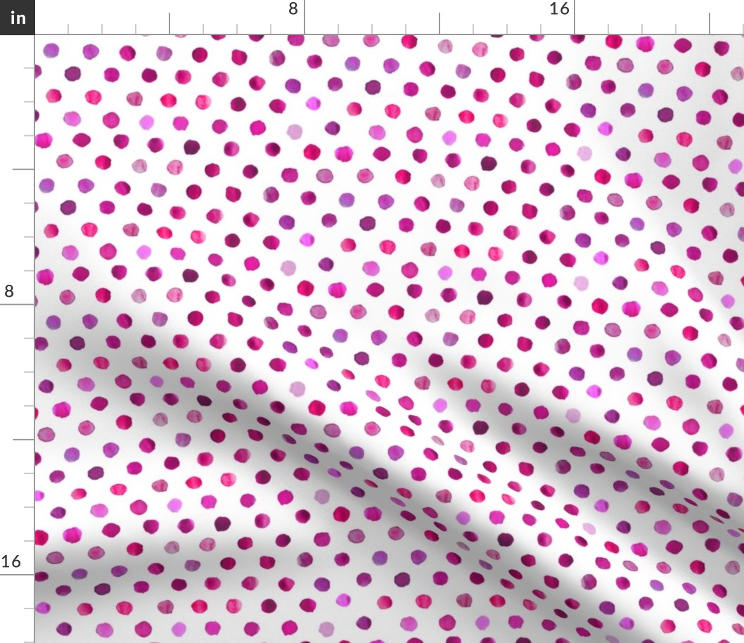 watercolor dots in purple on white